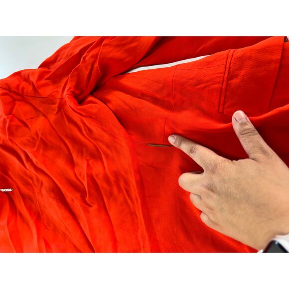 Hugo Boss Blazer Womens 4 Solid Orange Jawana Wrap Jacket V Neck Crepe - Picture 14 of 14